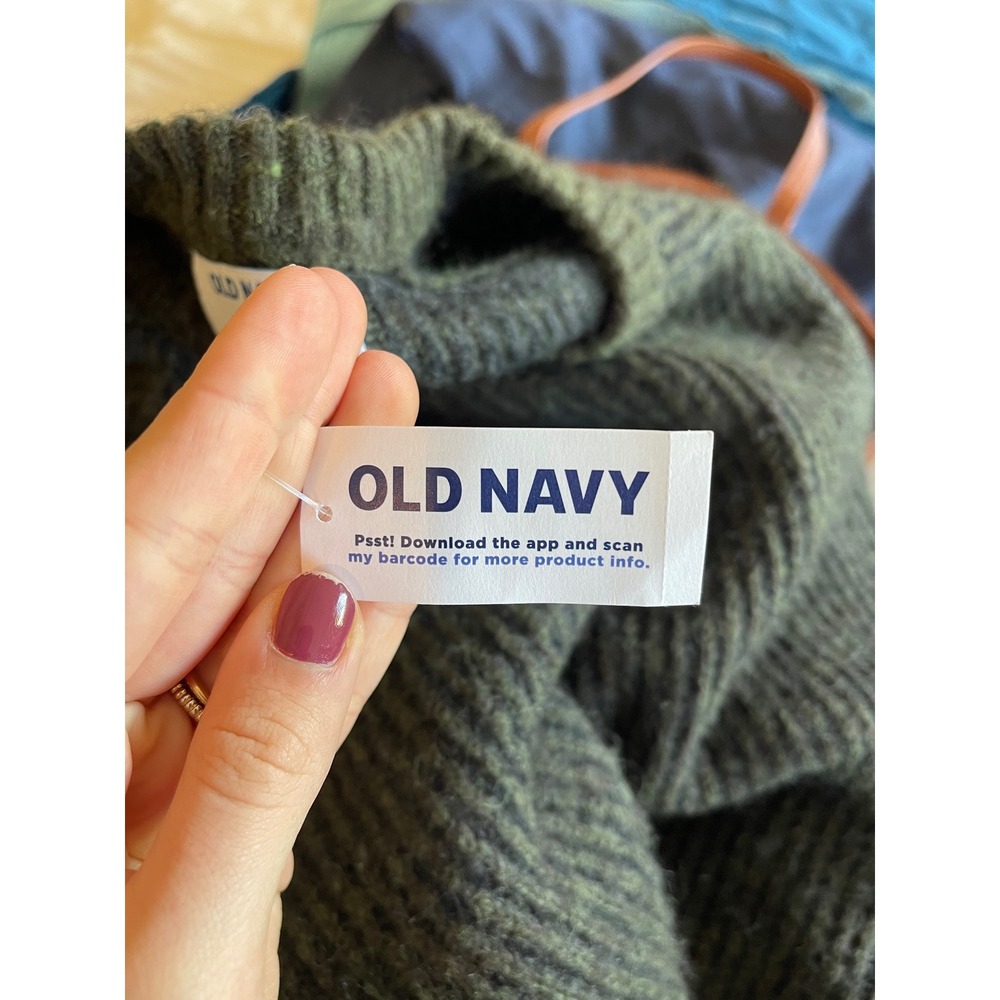 Old Navy Womens Green Oversized Sweater XLT NWT Wool Chunky Goblincore Earthy - Picture 6 of 9